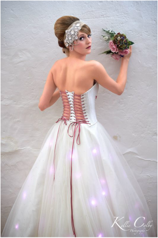 Bespoke wedding dress with lights created by Pink Couture